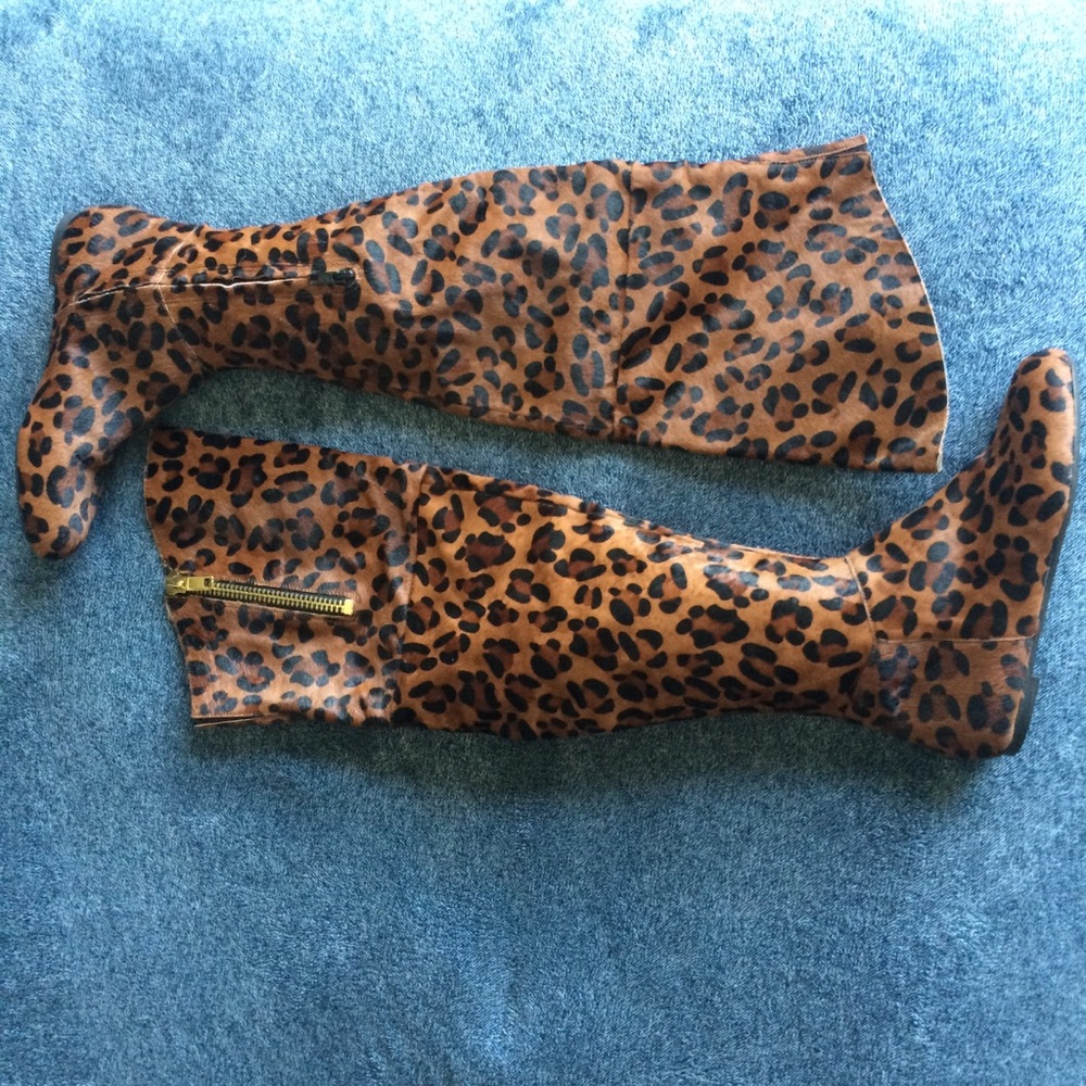 Sam Edelman Over the Knee Calf Hair Leopard Boots